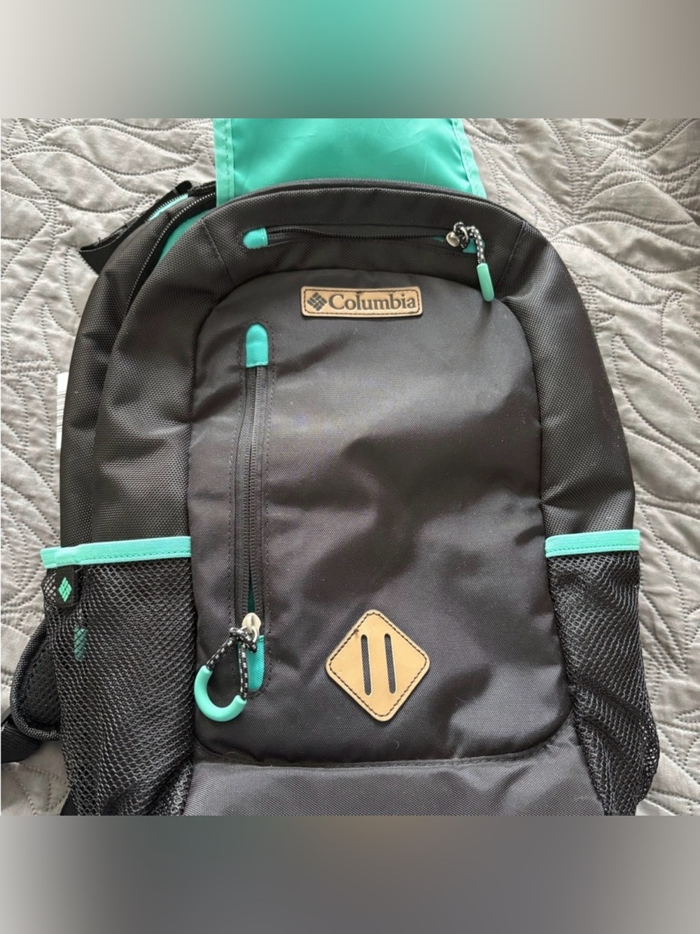 Columbia Black Backpack (diaper bag) with Teal Accents
